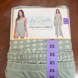 4-Piece Pointelle Lounge Set - Green